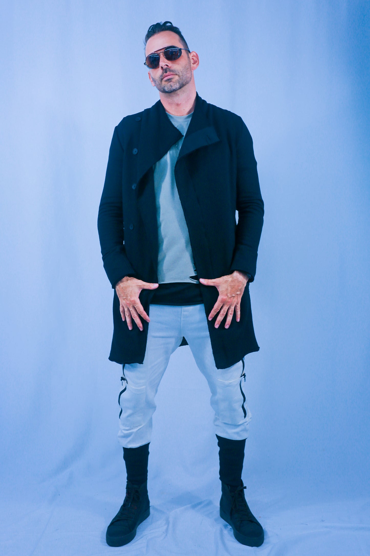 Rune Long Cardigan Jacket - Black