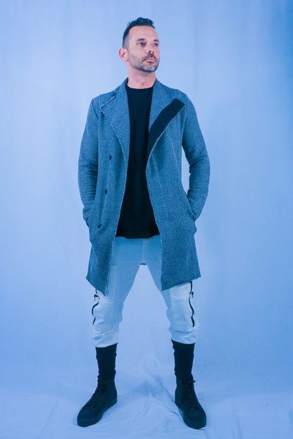 Rune Long Cardigan Jacket - Black/White