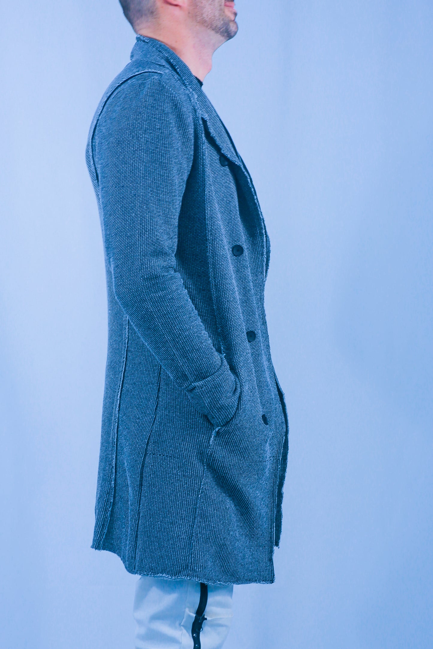 Rune Long Cardigan Jacket - Black/White