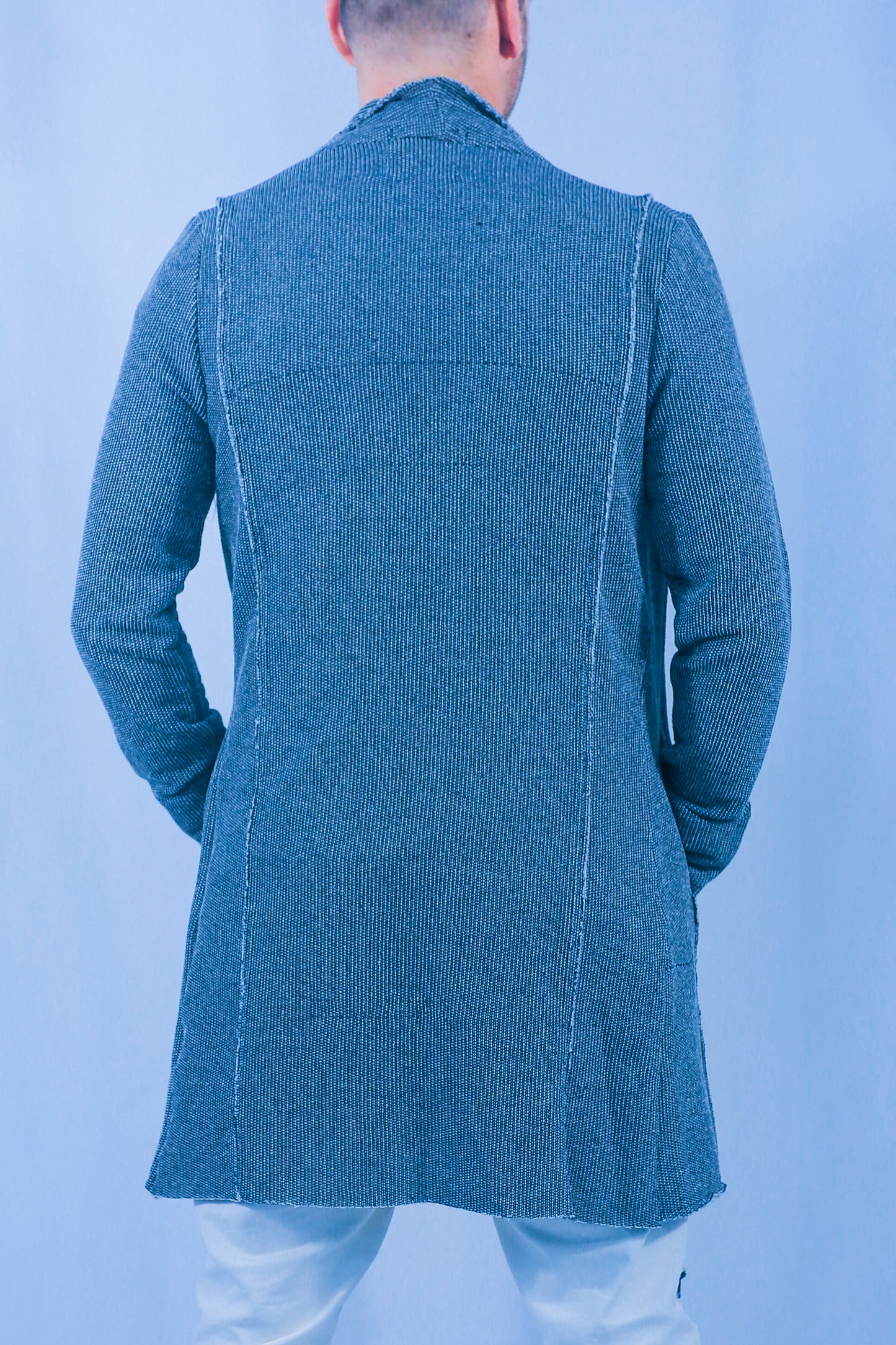 Rune Long Cardigan Jacket - Black/White