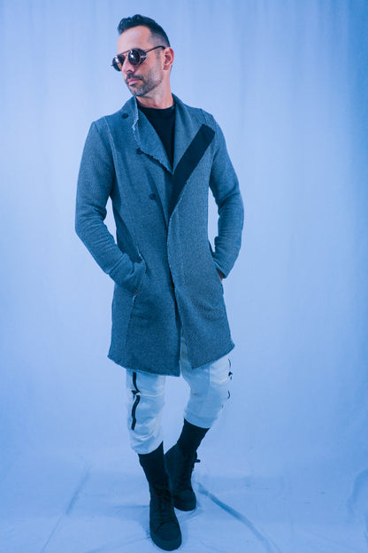 Rune Long Cardigan Jacket - Black/White