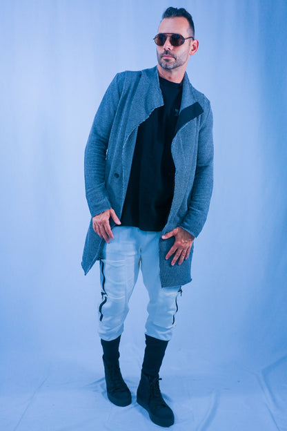 Rune Long Cardigan Jacket - Black/White