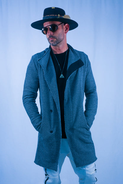 Rune Long Cardigan Jacket - Black/White