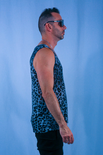 Leopard Mesh Tank - Silver