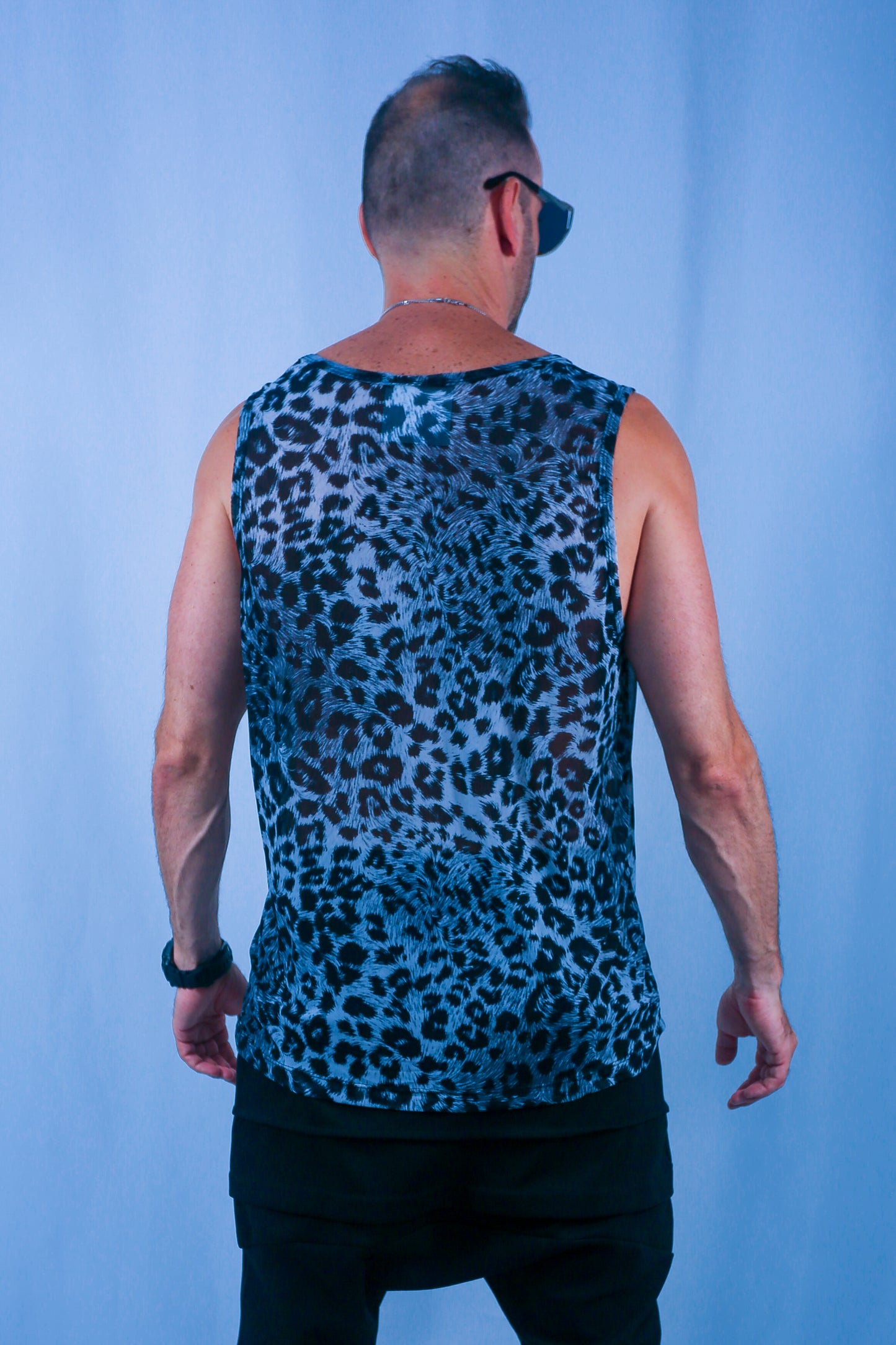 Leopard Mesh Tank - Silver