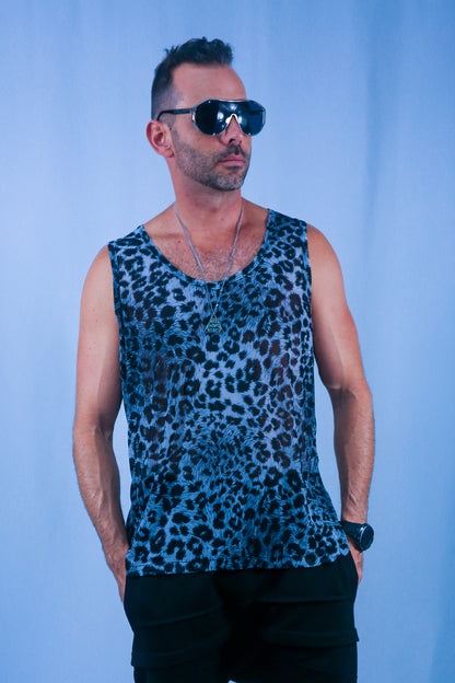 Leopard Mesh Tank - Silver