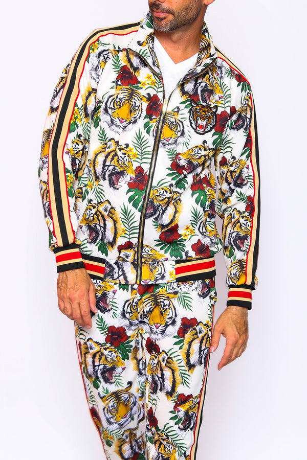 Unisex White Tiger Tracksuit Set