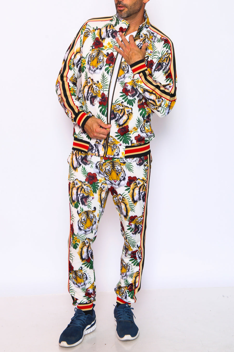 Unisex White Tiger Tracksuit Set