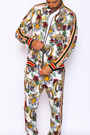 Unisex White Tiger Tracksuit Set