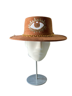 Light Brown Wide Brim Custom Eye Hat