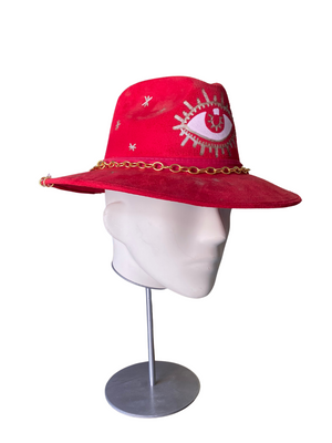 Red Short Brim Custom Eye Hat