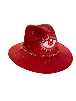 Red Short Brim Custom Eye Hat