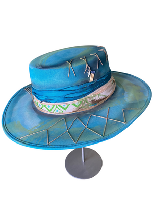 Teal Wide Brim Custom Hat