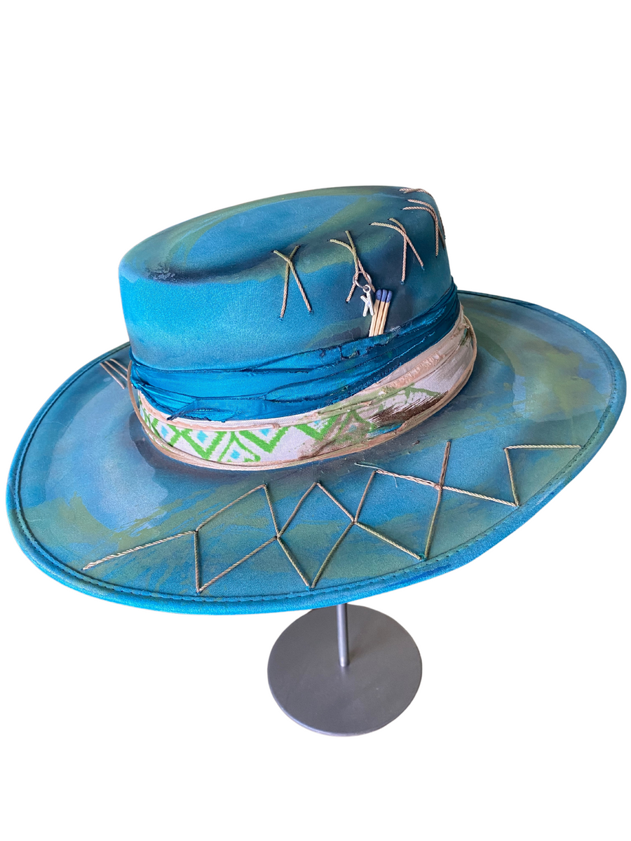 Teal Wide Brim Custom Hat