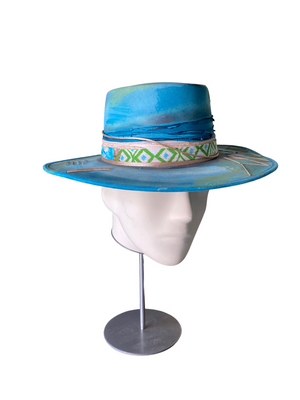 Teal Wide Brim Custom Hat