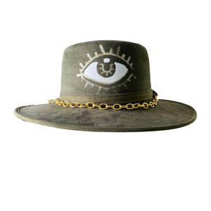 Dark Brown Wide Brim Custom Eye Hat