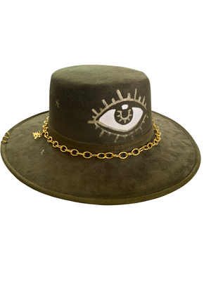 Dark Brown Wide Brim Custom Eye Hat