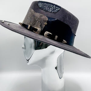 Boa & Buckle Wide Brim Hat - Charcoal