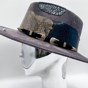 Boa & Buckle Wide Brim Hat - Charcoal