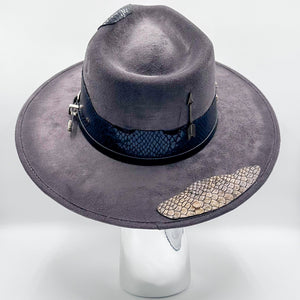 Boa & Buckle Wide Brim Hat - Charcoal