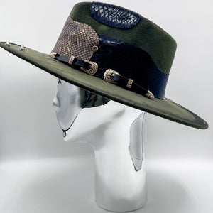 Boa & Buckle Wide Brim Hat - Olive