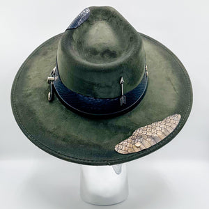 Boa & Buckle Wide Brim Hat - Olive