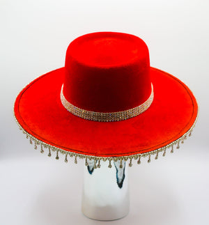 Bordeaux Crystal Fringe Hat