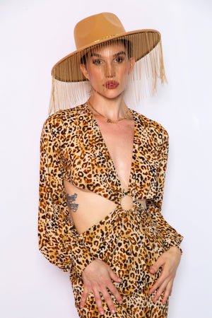 Leopard Cut Out Maxi Dress