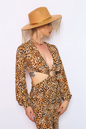 Leopard Cut Out Maxi Dress